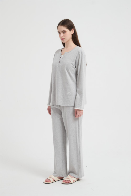 Women's Merino Wool Blend Fabric Sleepwear | Pullover & Pants