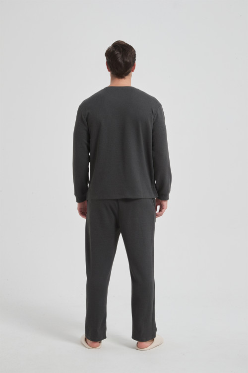 Men's Merino Wool Blend Sleepwear Set | Soft Breathable Knit Sleep Loungewear for Men