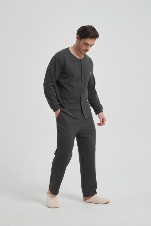 Men's Merino Wool Blend Sleepwear Set | Soft Breathable Knit Sleep Loungewear for Men