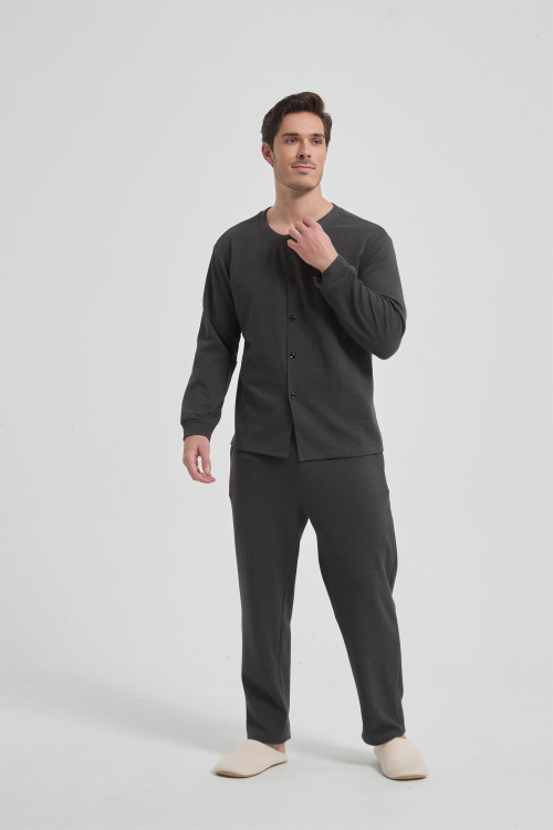 Men's Merino Wool Blend Sleepwear Set | Soft Breathable Knit Sleep Loungewear for Men