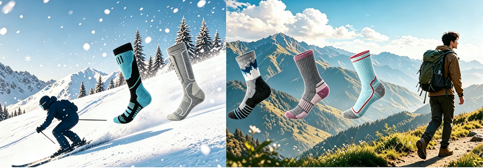 Functional merino wool socks