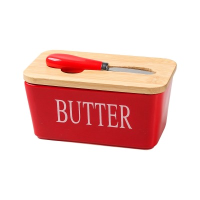 Ceramic Butter Dish with Cover and Knife Slot – Ideal for Breakfast & Hosting