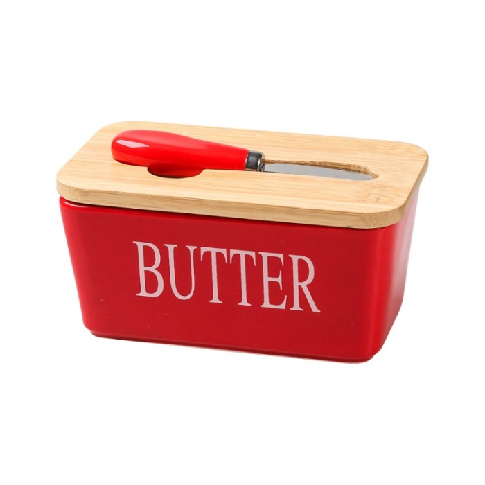 Ceramic Butter Dish with Cover and Knife Slot – Ideal for Breakfast & Hosting