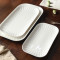 White Ceramic Sushi Plate | Embossed Long Rectangular Serving Dish