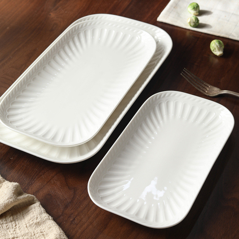 Microwave Safe Textured White Ceramic Salad Plate with Handmade Minimalist Design