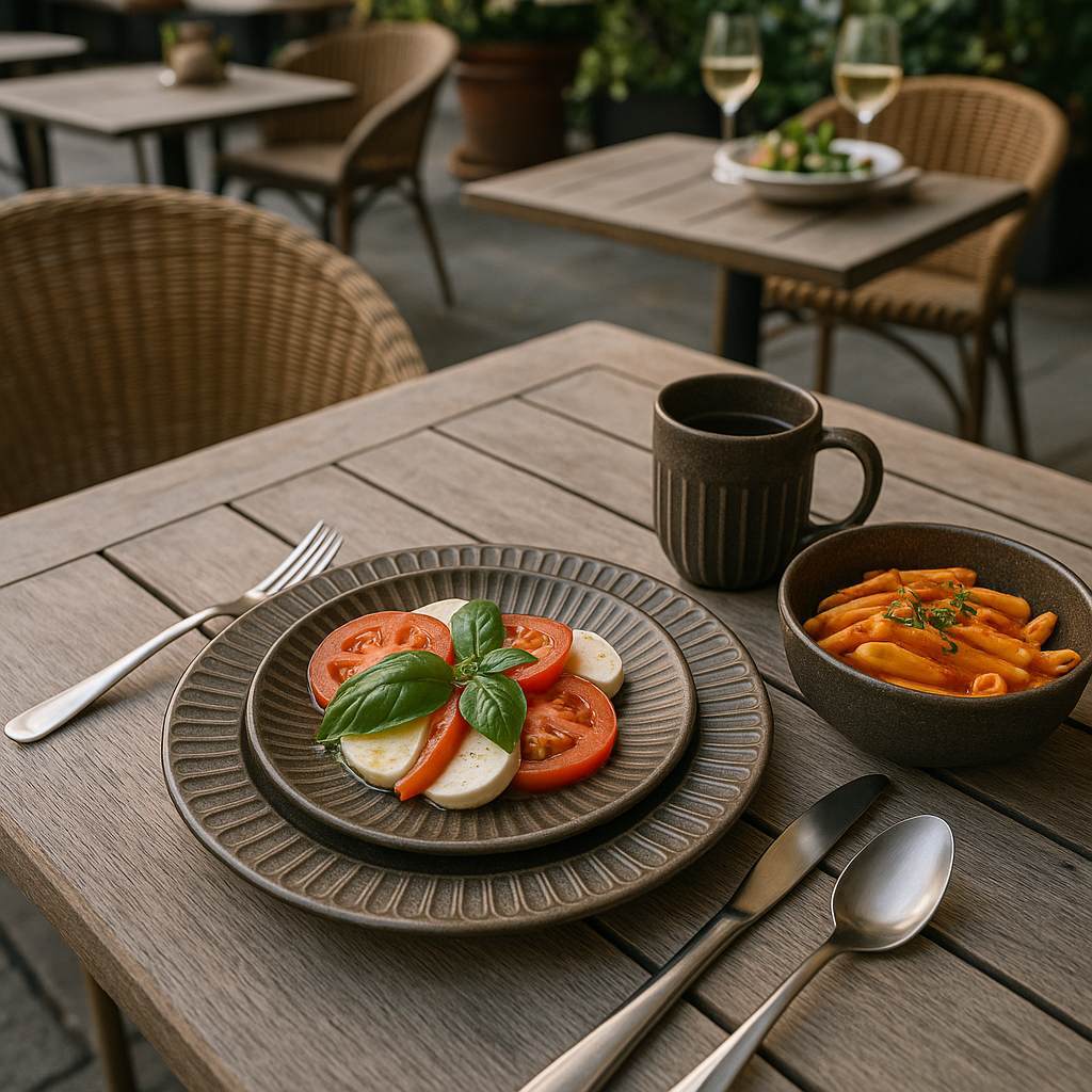 4Piece Modern Ceramic Tableware Set in Family Dining, Grey Reactive Glaze Stoneware for Daily Meals