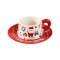 Christmas Ceramic Coffee Cups with Saucer | 300ml Festive Santa & Holiday Design