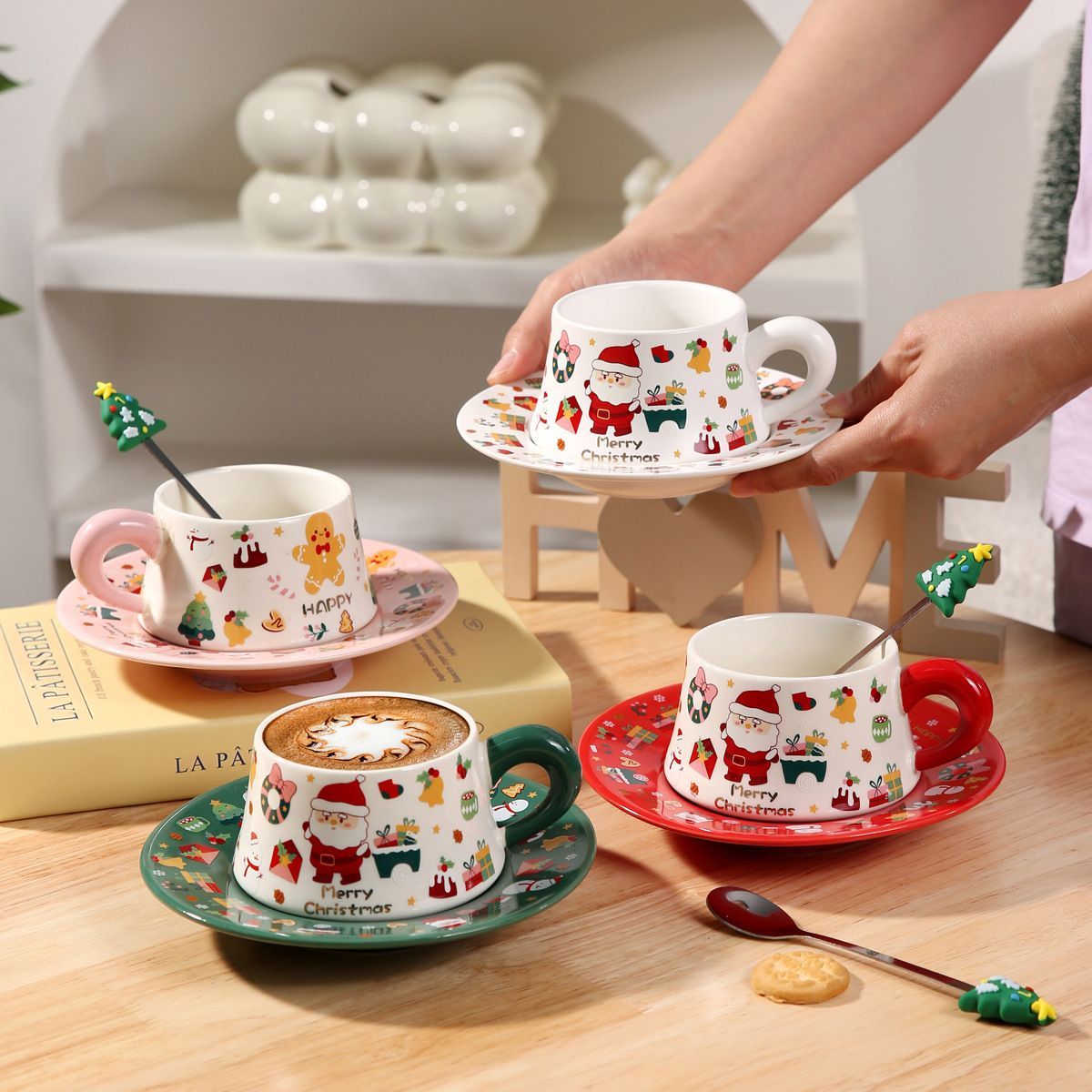 Ceramic Coffee Cup With Saucer In Use