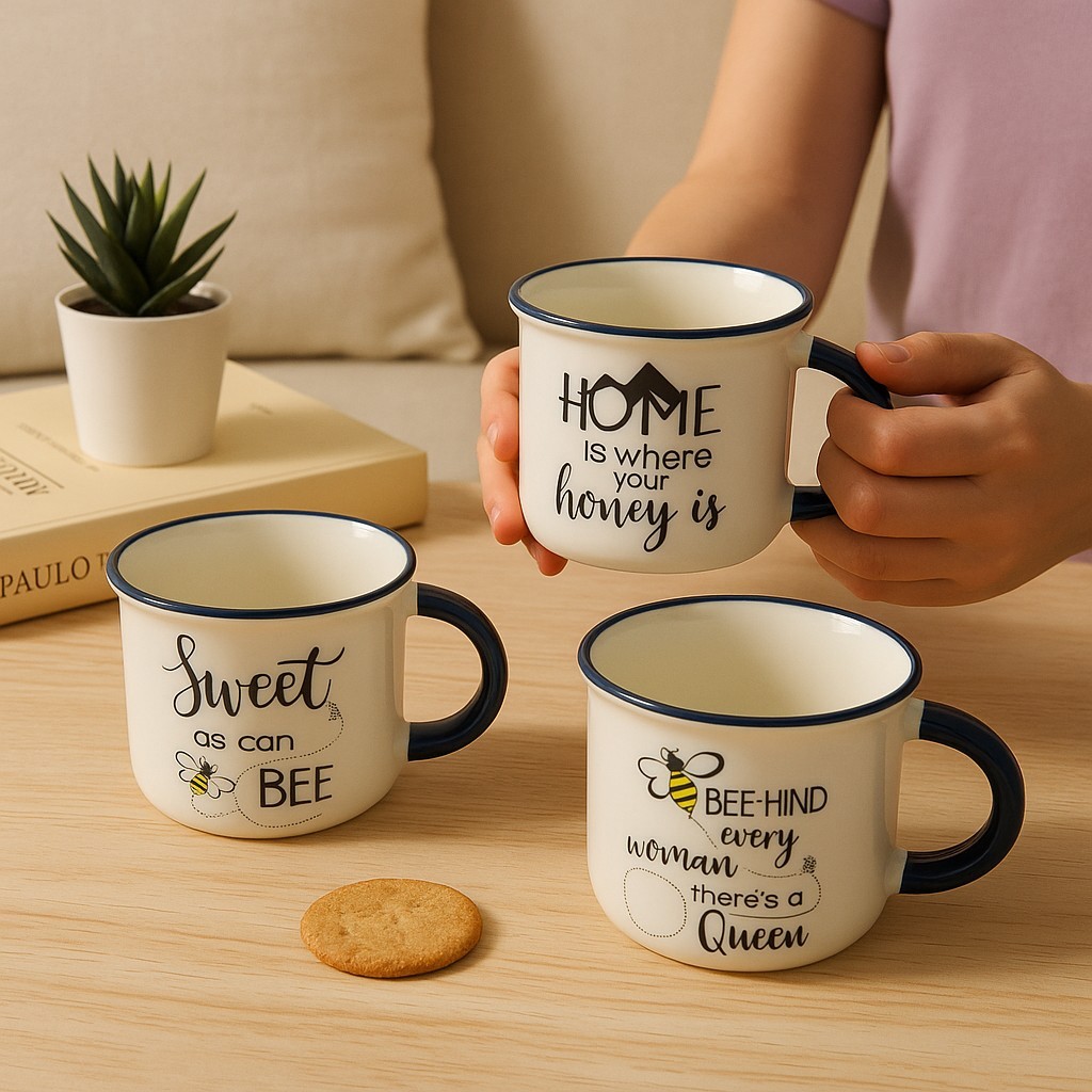 6oz Ceramic Kids Cup With Drink In Use