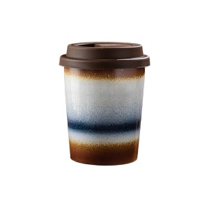 290ml Reactive Glaze Ceramic Travel Coffee Mug with Lid – Portable Reusable Cup