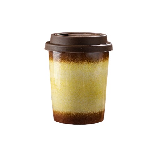290ml Reactive Glaze Ceramic Travel Coffee Mug with Lid – Portable Reusable Cup