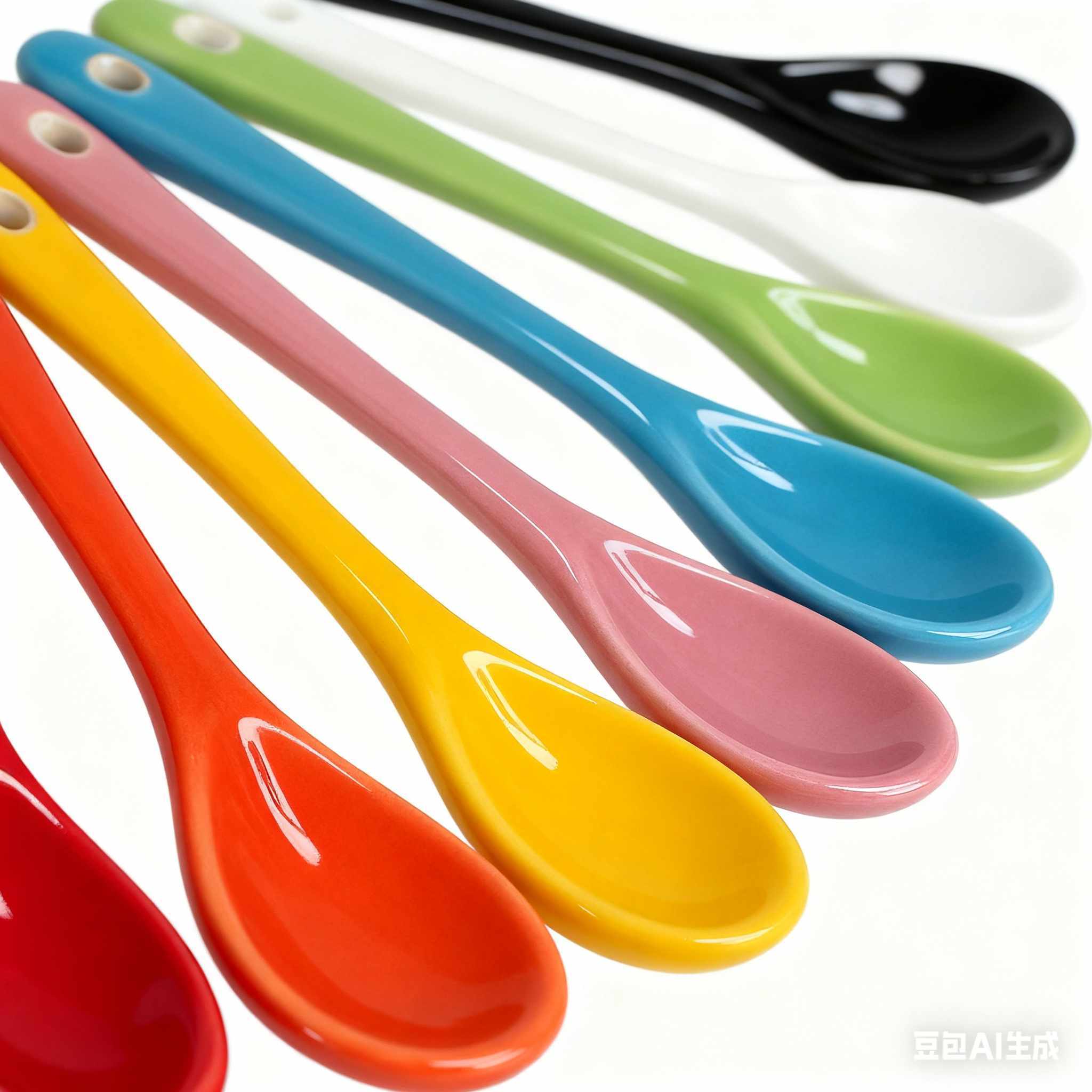 Side View Of Stylish Colorful Ceramic Spoon