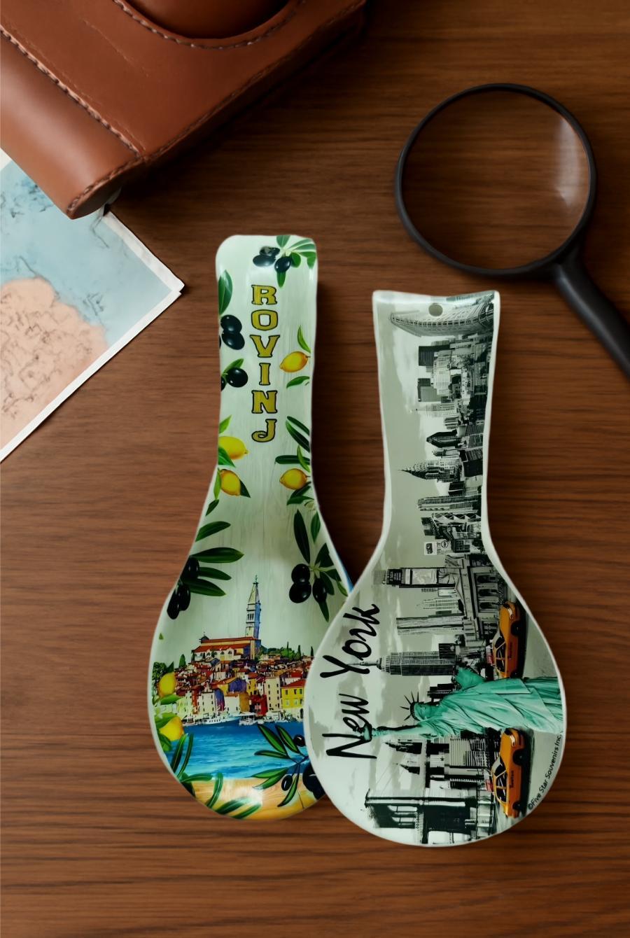 Artistic Ceramic Spoon On Wooden Table