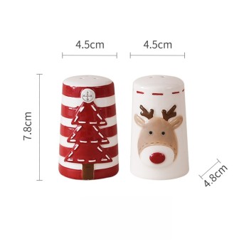 Nordic Christmas Ceramic Salt & Pepper Shakers | Cute Reindeer & Tree Design