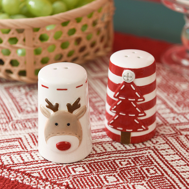 Nordic Xmas Ceramic Shakers (Reindeer & Tree) Dual Show