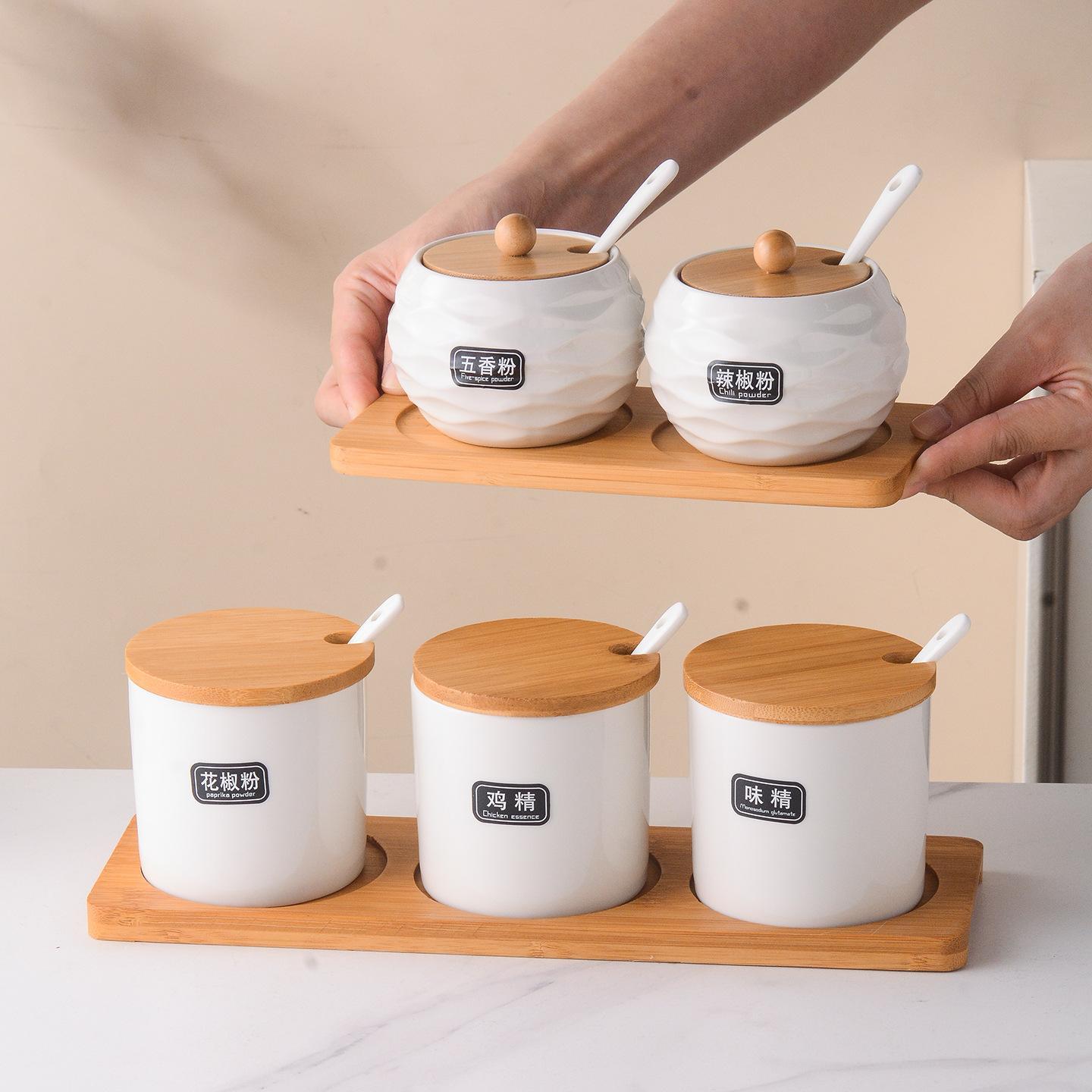 Two Nordic Ceramic Spice Jar Sets Display