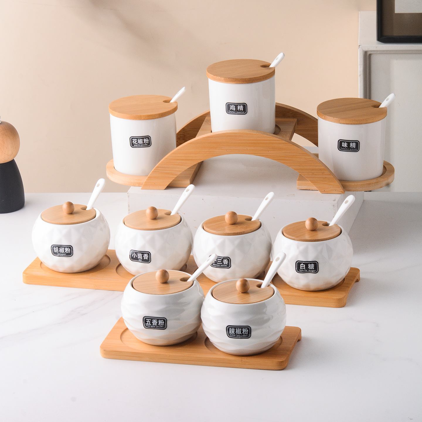 Nordic Ceramic Spice Jars Various Shapes View
