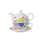 Creative Porcelain Tea Set | Floral English Style Teapot with Cup and Saucer, Single Serve Afternoon Tea Gift