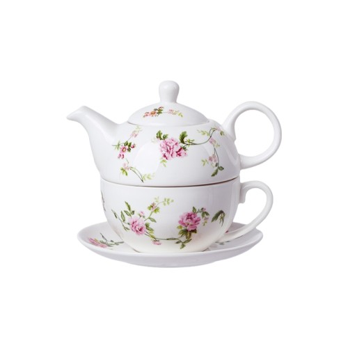 Creative Porcelain Tea Set | Floral English Style Teapot with Cup and Saucer, Single Serve Afternoon Tea Gift