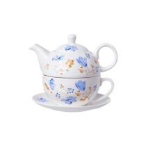 Creative Porcelain Tea Set | Floral English Style Teapot with Cup and Saucer, Single Serve Afternoon Tea Gift