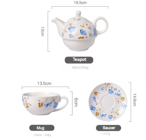 Creative Porcelain Tea Set | Floral English Style Teapot with Cup and Saucer, Single Serve Afternoon Tea Gift