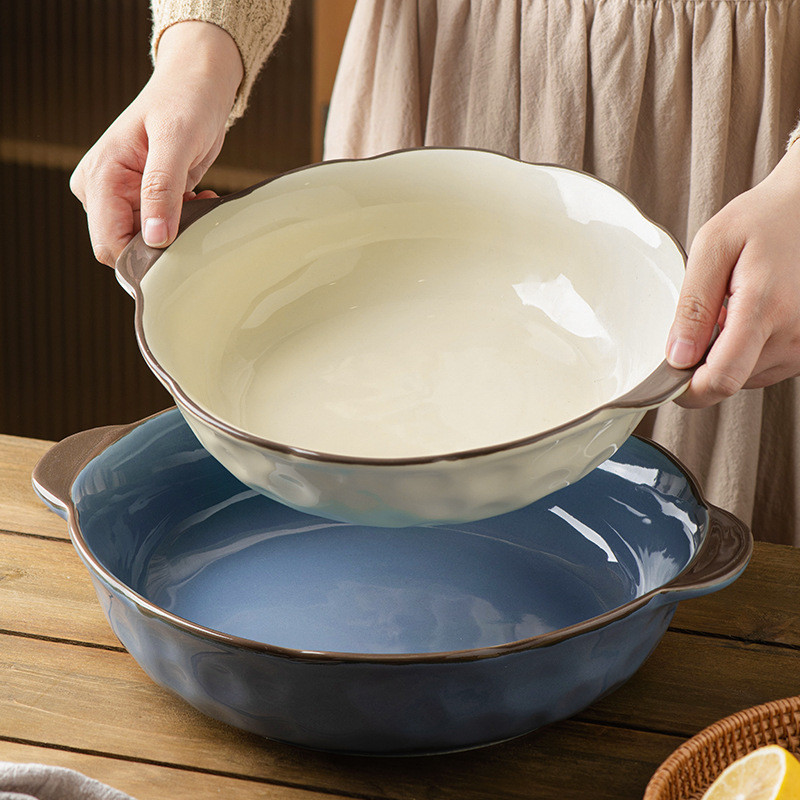 Inner View Of Large Handheld Porcelain Soup Bowl