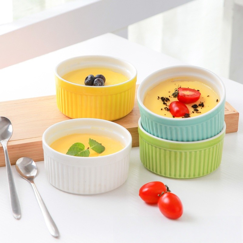 Pudding-Filled Ramekins Stacked Display