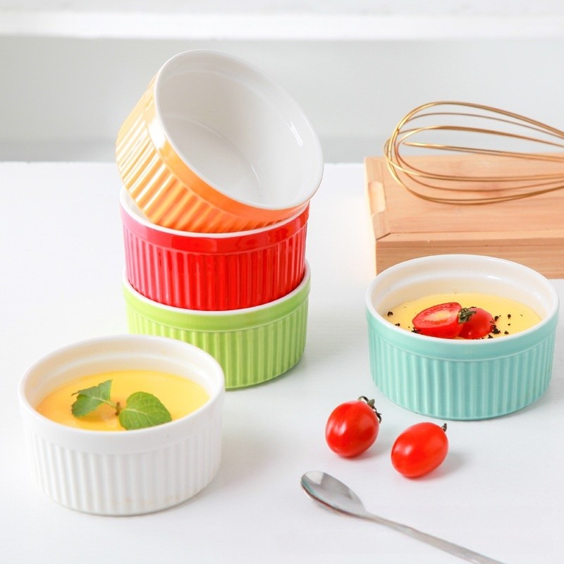 Multi-Color Ceramic Ramekins Stacked