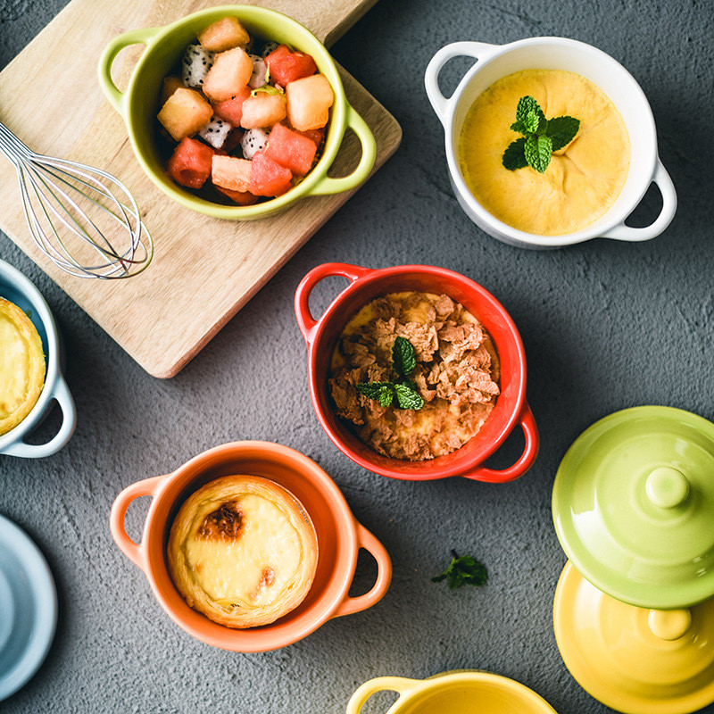 Colorful Mini Bowls With Food Whole View