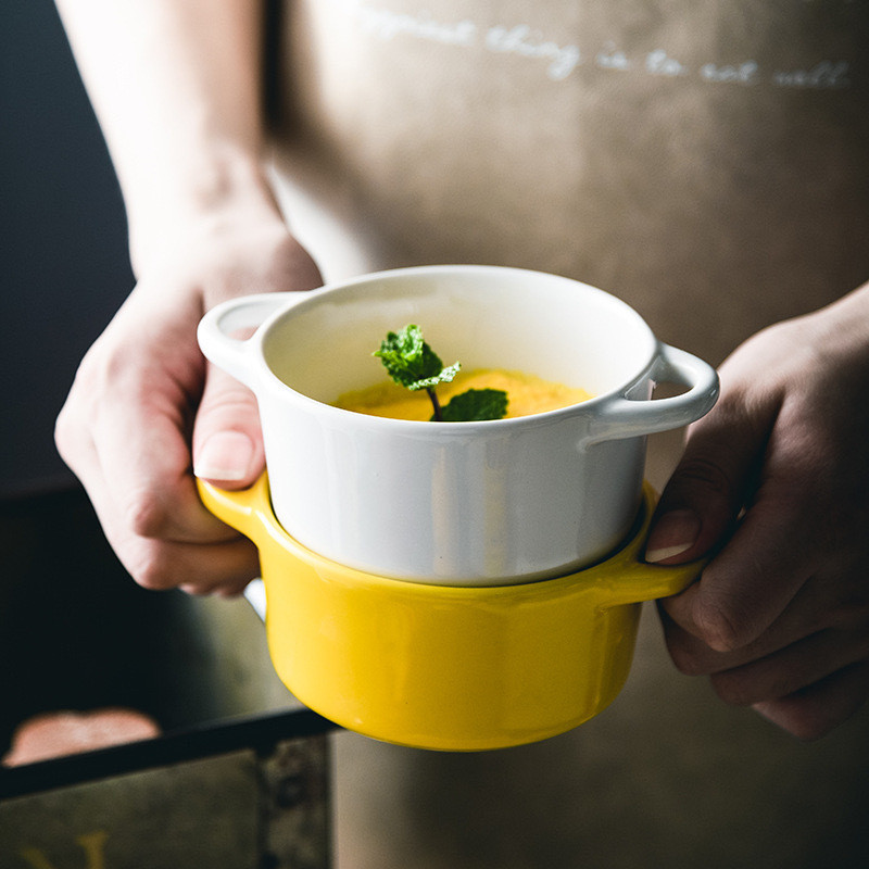 Colorful Mini Bowls With Pudding Handheld