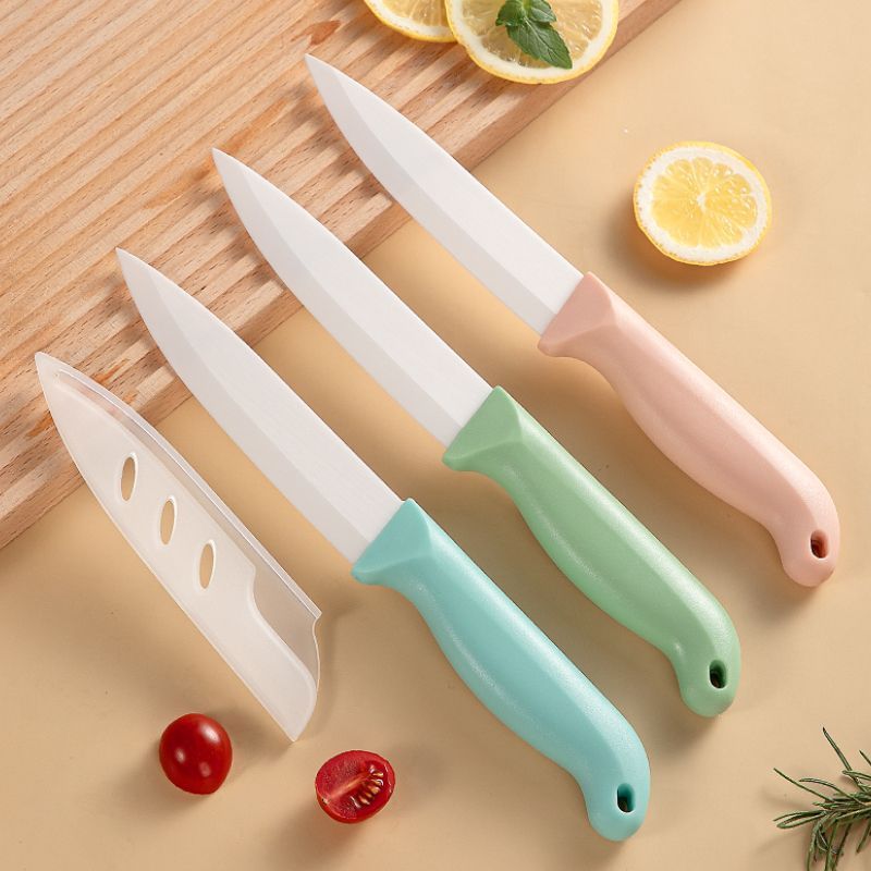 Side View Of Ceramic Kitchen Knife Set