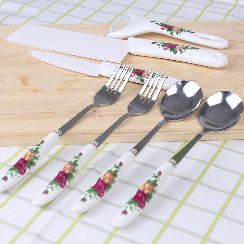 7-Piece Ceramic Knife Set Placed Display