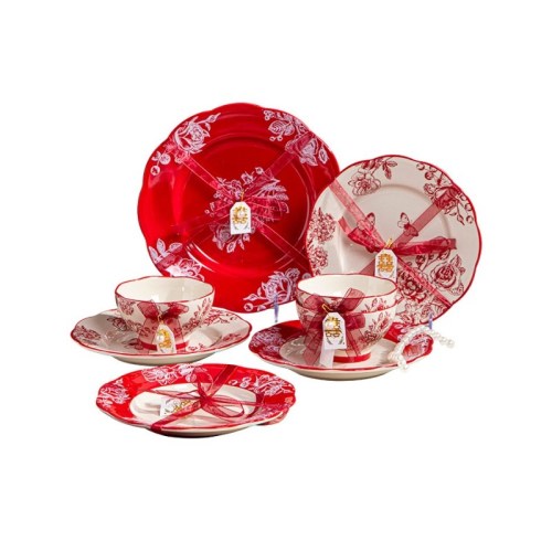 Elegant Newlywed Ceramic Dinnerware Set | 24-Piece Luxury Wedding Gift, Perfect for Home and Engagement Celebration