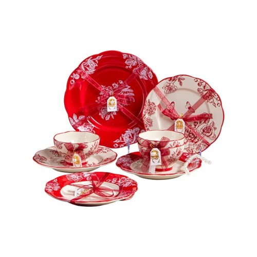 Elegant Newlywed Ceramic Dinnerware Set | 24-Piece Luxury Wedding Gift, Perfect for Home and Engagement Celebration