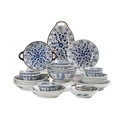 Traditional Chinese Blue & White Dinnerware Set | Fulu, Plates/Bowls (Home)