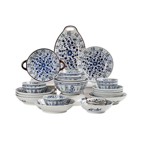 Traditional Chinese Blue & White Dinnerware Set | Fulu, Plates/Bowls (Home)