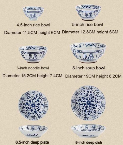 Traditional Chinese Blue & White Dinnerware Set | Fulu, Plates/Bowls (Home)