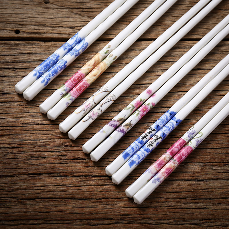 Floral Pattern Detail Of Elegant Ceramic Chopsticks
