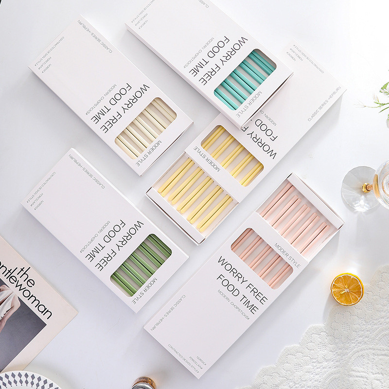 Cream Style Ceramic Chopsticks In Box
