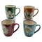 Handcrafted Reactive Glaze Floral Ceramic Mug – 390ml Vintage Stoneware Coffee Cup
