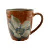 Handcrafted Reactive Glaze Floral Ceramic Mug – 390ml Vintage Stoneware Coffee Cup