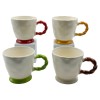 New Bone China Mug with Twisted Handle and Color Base – 416ml Modern Ceramic Coffee Cup