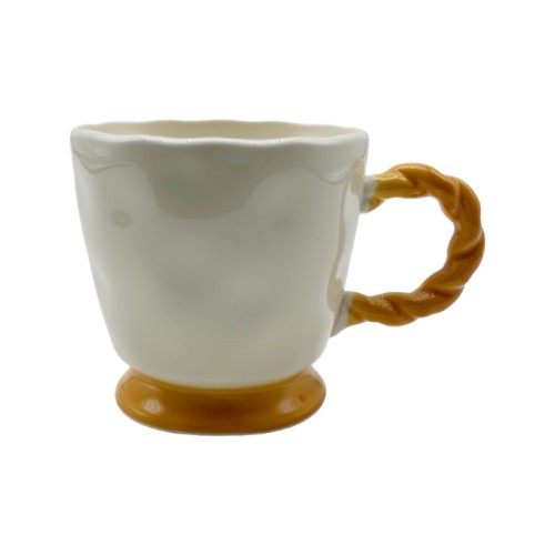 New Bone China Mug with Twisted Handle and Color Base – 416ml Modern Ceramic Coffee Cup