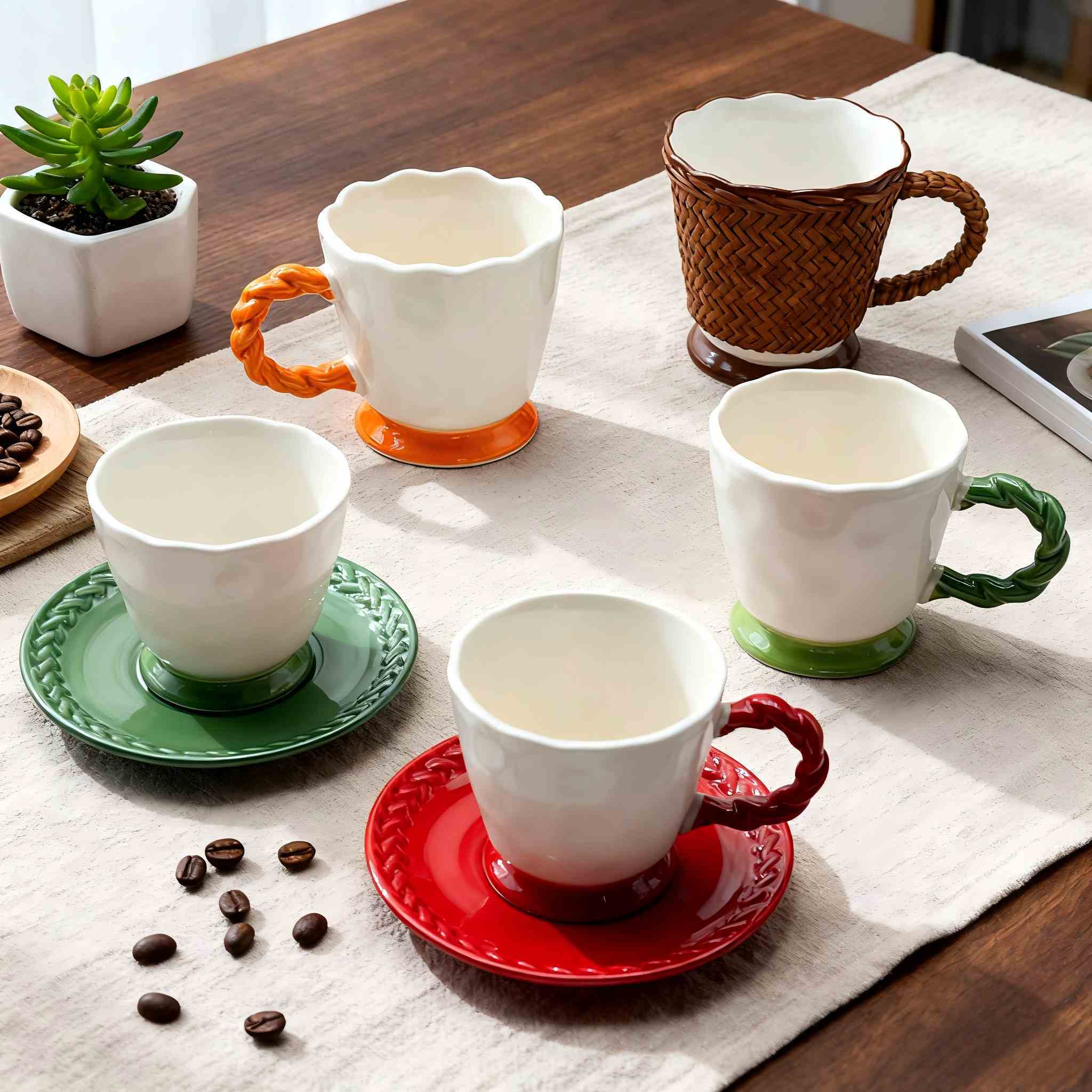 Elegant White Coffee Cup with Gold Handle for Romantic Occasions, Ideal as Valentine’s Day or Wedding Gift