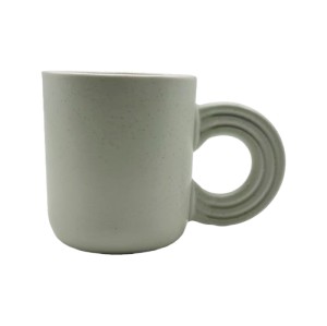 Matte Speckled Porcelain Mug with Unique Handle Design – 325ml Modern Minimalist Coffee Cup