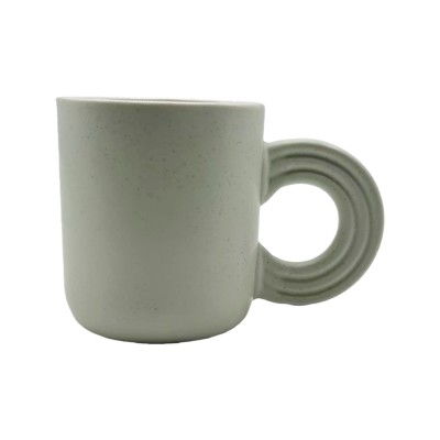 Matte Speckled Porcelain Mug with Unique Handle Design – 325ml Modern Minimalist Coffee Cup