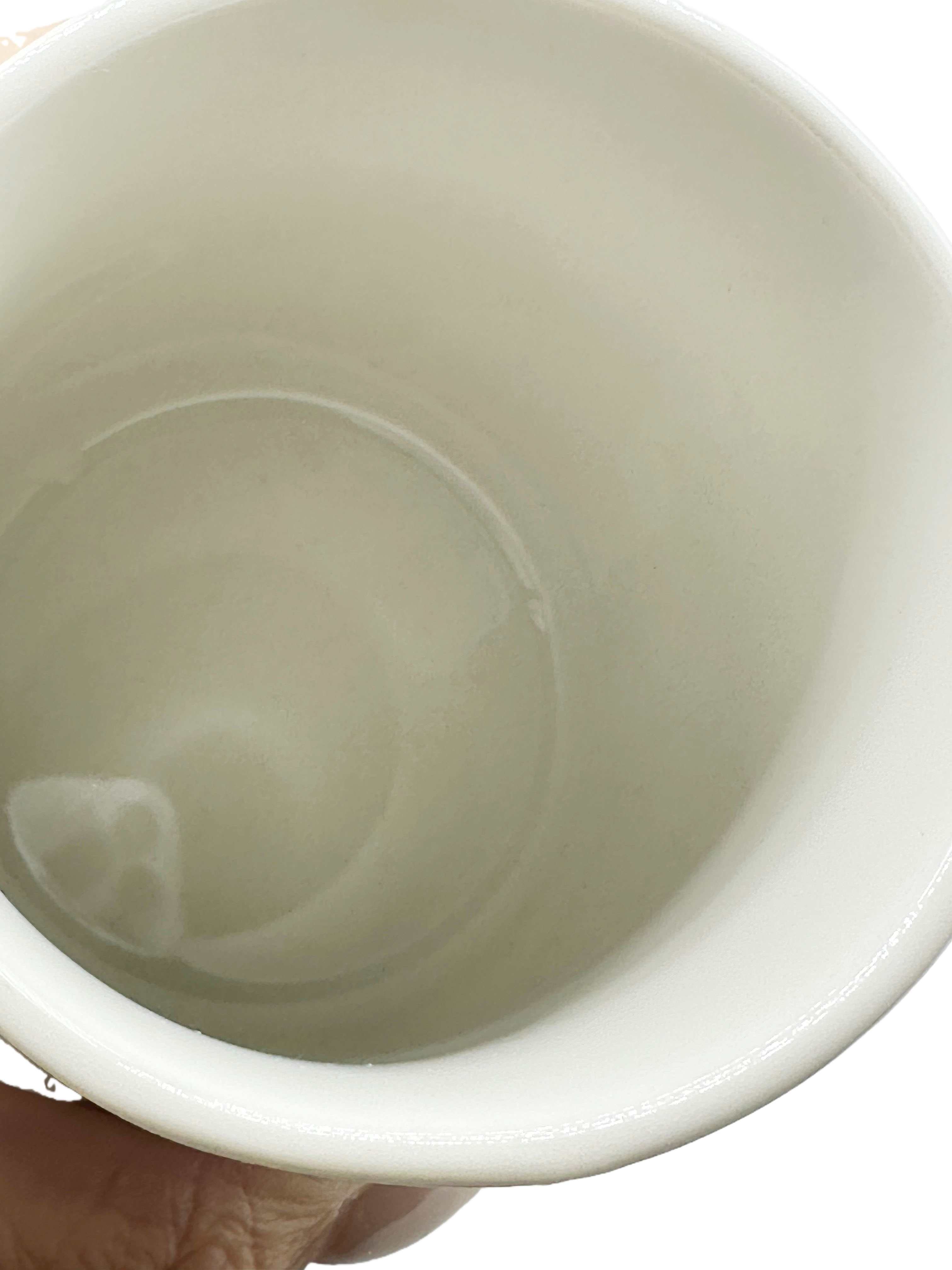 Close Up of Gold Electroplated Handle and Heart Design on White Bone China Coffee Cup, Premium Metallic Finish