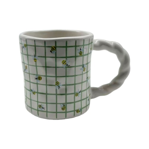 Creative Hand-Painted Ceramic Mug – Cute Fruit & Floral Coffee Cups with Twisted Handle