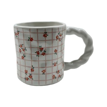 Creative Hand-Painted Ceramic Mug – Cute Fruit & Floral Coffee Cups with Twisted Handle