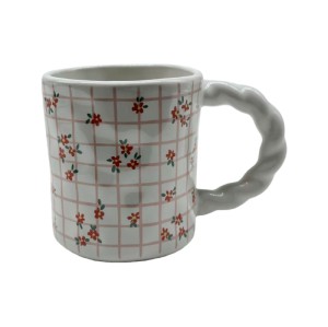 Creative Hand-Painted Ceramic Mug – Cute Fruit & Floral Coffee Cups with Twisted Handle